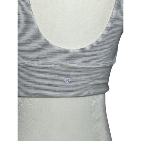 ECU Lululemon Size 6 White Gray Mini Stripe Align Reversible Bra Light support - Picture 3 of 9